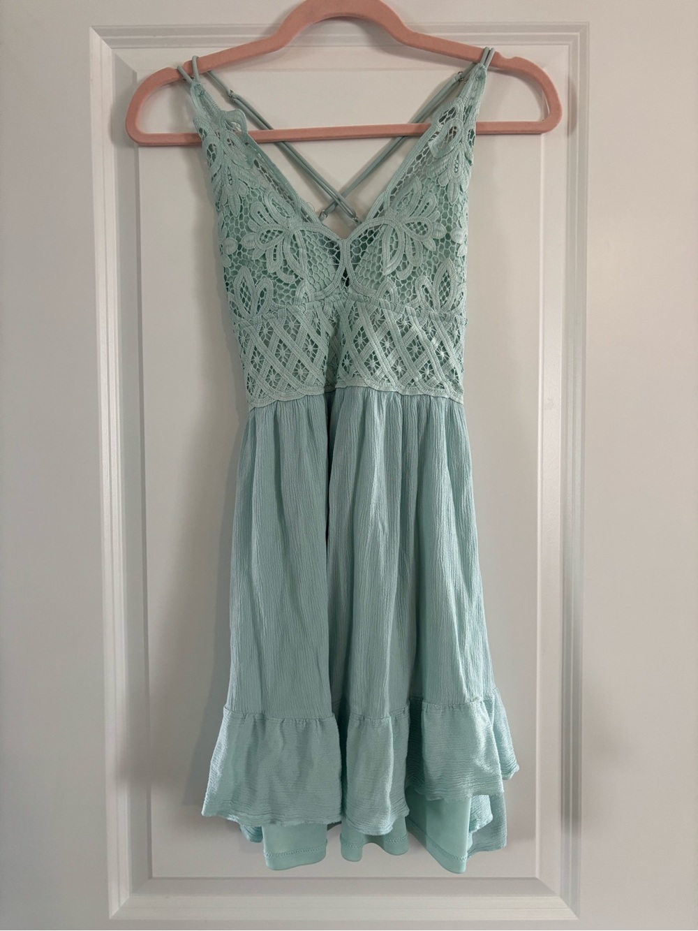 J for Justify Mint bohemian mini lace dress